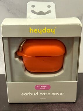 heyday White Earbud Case Cover with Carabiner